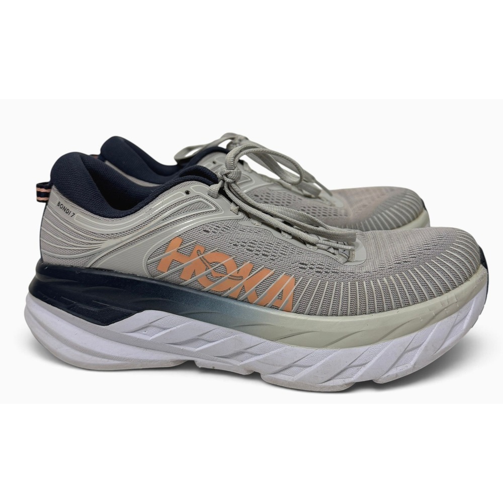 Hoka One One Bondi 7 Running Shoes Womens 8 Gray Road Cushion Sneakers 1110519